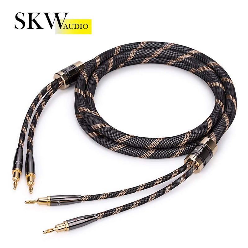 SKW Single Audiophile Speaker Cable,Convertible Banana Spade Gold Plated Connector,Nylon Braid,HiFi Quality Cable(4.9ft/1.5M,1 Cable for 1 Speaker) - Image 5